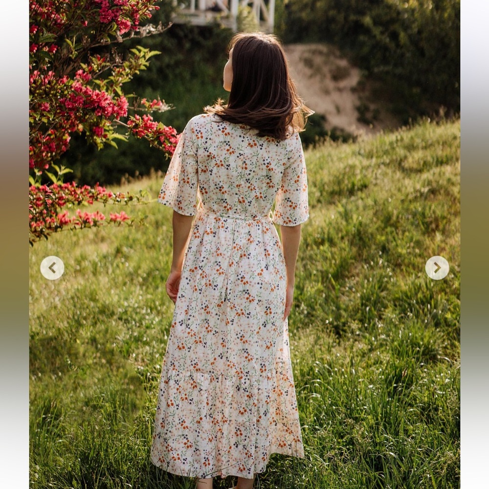 Floral Print Dress with 3/4 Sleeves